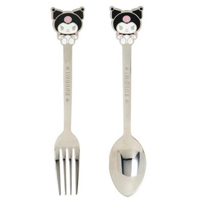 Sanrio Kuromi Spoon & Fork Set Avail Japan New Unused Cute Kawaii Tableware