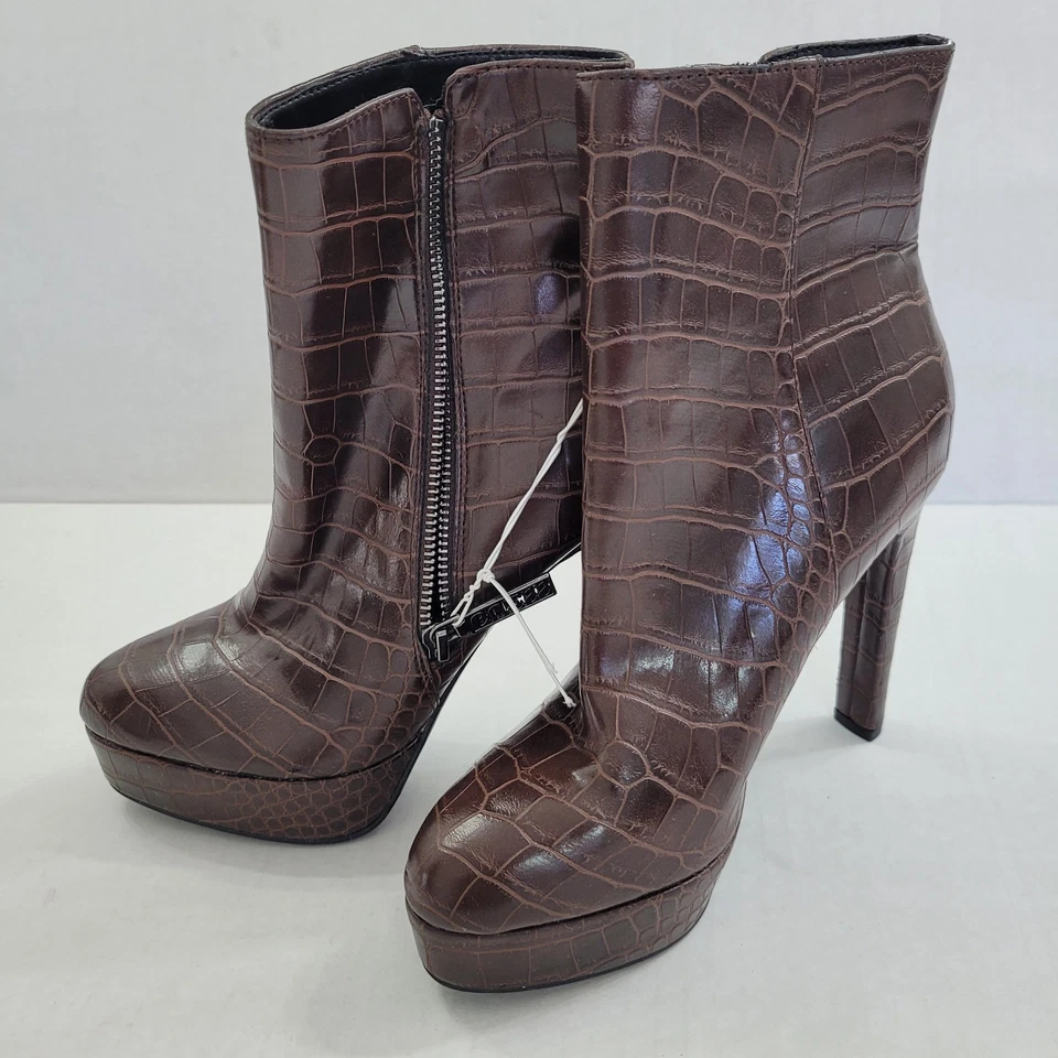 Guess крокодила змея кожи стороны молнии высоты рептилии эффект каблука ботинки 6 М коричневый - Изображение 3 из 4