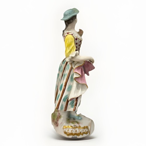 Figura de porcelana pintada a mano Meissen Alemania mujer c1900 - Imagen 8 de 9