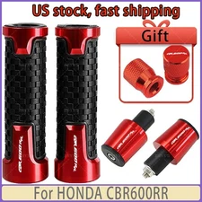 Red For HONDA CBR600RR Motorcycle Handlebar Grips Bar End Cap Tire Valve US NEW