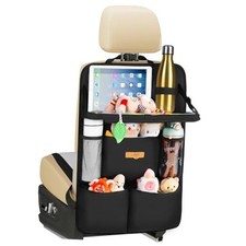 Backseat Car Organizer with Foldable Tray for Kids Adults Black 1 Pack