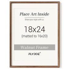 18 x 24 Poster Frame, USA-Sourced Natural Walnut Wood Picture Frame with Temp...