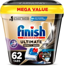Finish Ultimate Infinity Shine Dishwasher Pods, No Pre-Rinse Dishwasher Detergen