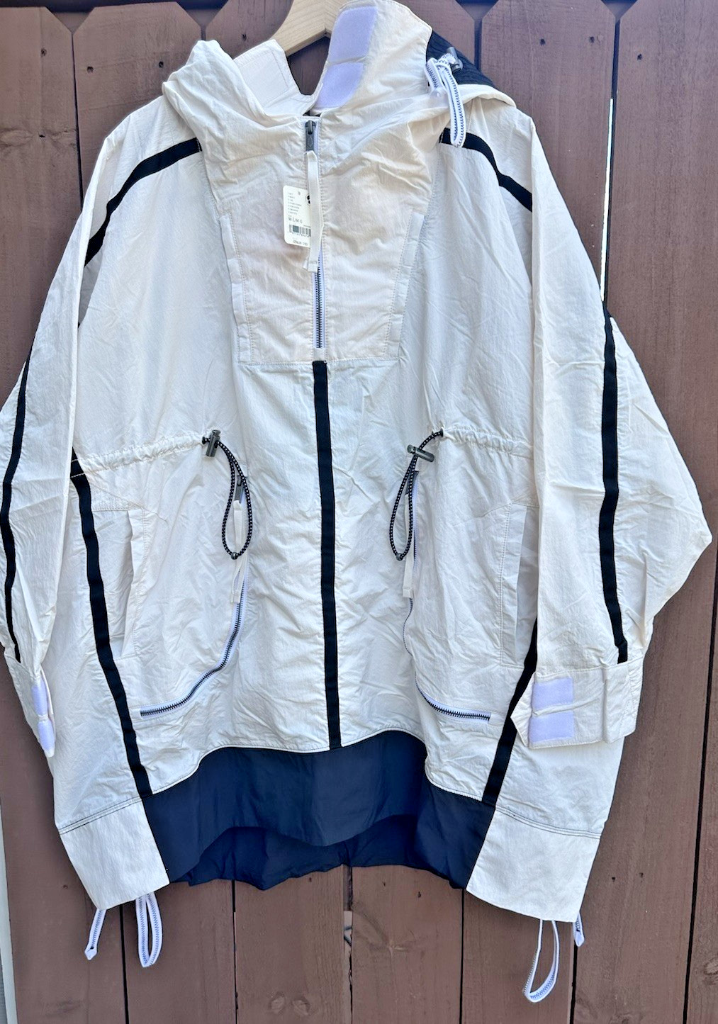 Free People Movement  Size M/L Peace Out Backpack Parachute Jacket Ivory Combo image 4