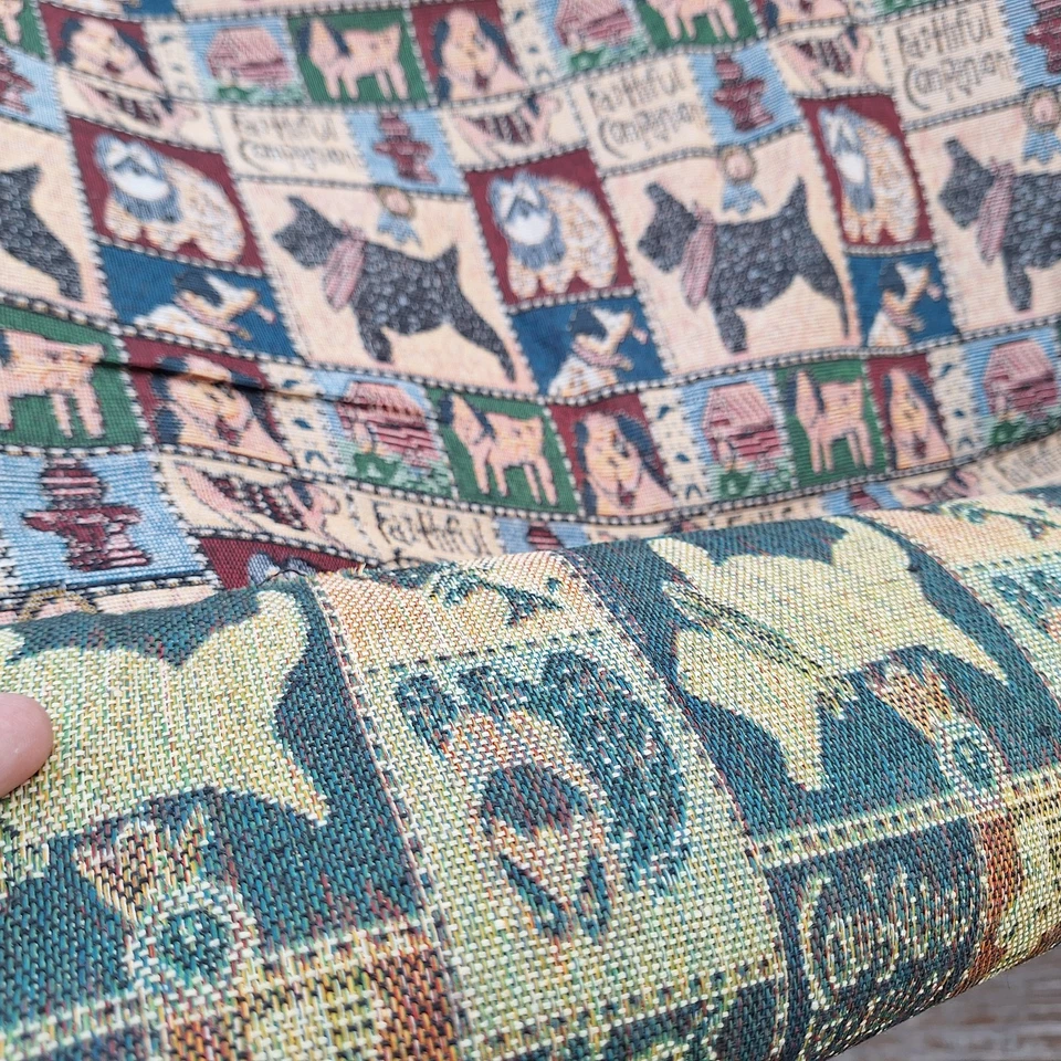Vintage Dog Puppy Scotty Tapestry Fabric Faithful Companion 3 YD 60" wide - Image 3 of 4
