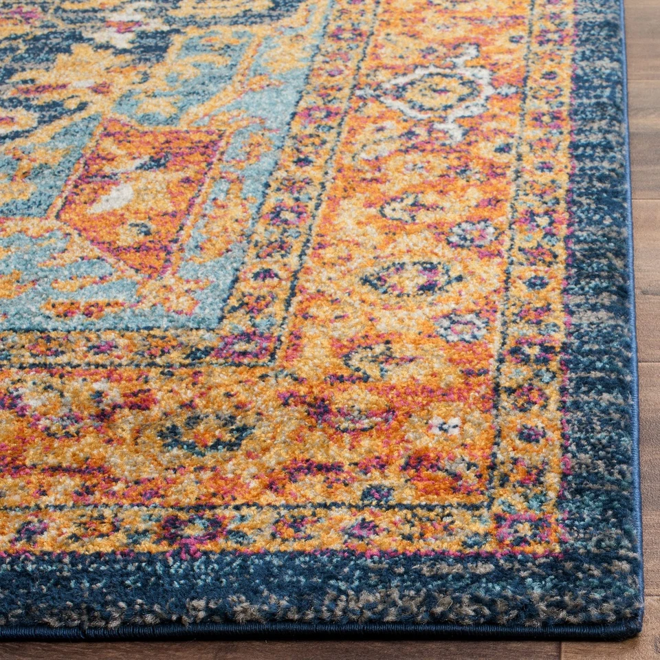 Medallón Oriental Evoke Collection 3' x 5' Azul/Naranja EVK275C Envejecido No... Foto 3 de 4