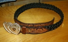 MONTANA SILVERSMITH DOUBLE HEART BELT BUCKLE WITH NICE BELT FREE SHIPPING