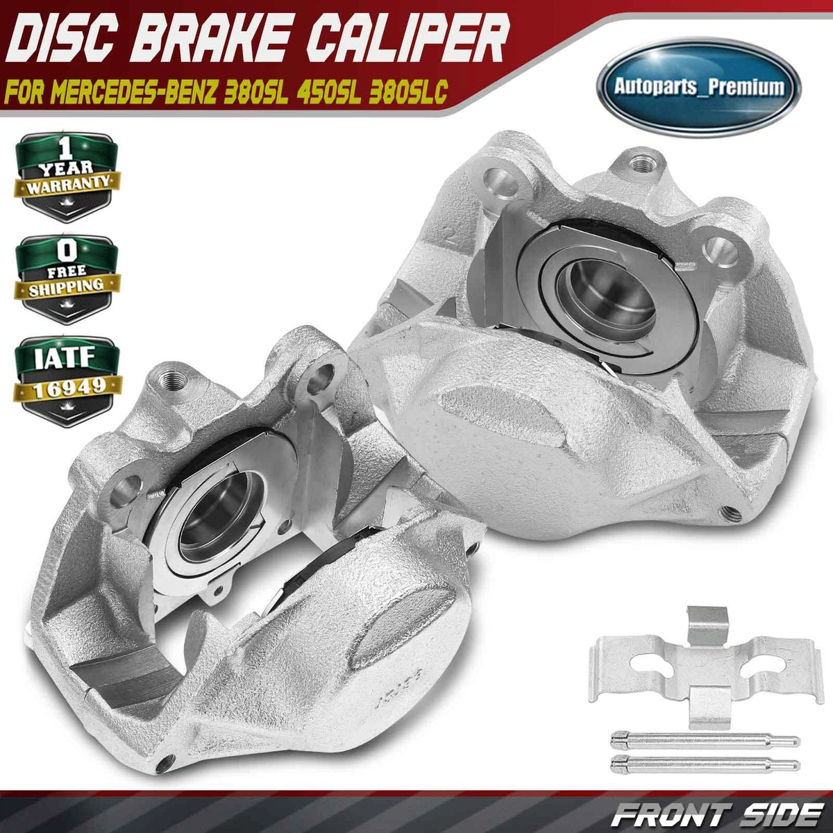 Frankberg 2x Pinza Freno Anteriore Sinistra E Destra Per Mercedes SL R107 E SLC C107 (1972-1989) - Sostituisce 1074200183 - 4