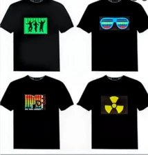 LED Panel Light Up Glow T Shirt Sound Activated Disco Fun Fancy Dress Party Gift