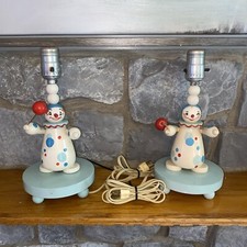 Pair Of Underwriters Laboratories Nursery Clown with Balloon Lamp 1950's Tested