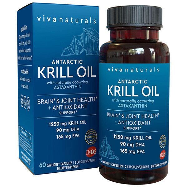 Viva Naturals Krill Aceite, Omega 3 Con Epa Dha Y Astaxantina 60 Cápsulas 1250mg