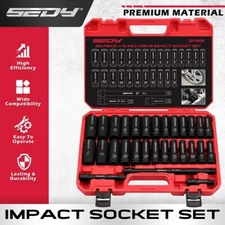 29Pcs 1/2" Drive Deep Impact Socket Set with Extension Bars SAE and Metric CR-V