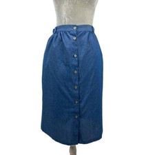 Handmade Women's Vintage Skirt Midi Button Front Pockets Belt Loops Measures M