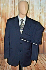 Canali Men Black Wool Striped 2 Front Button Suit Sz 42L Wst 34x30