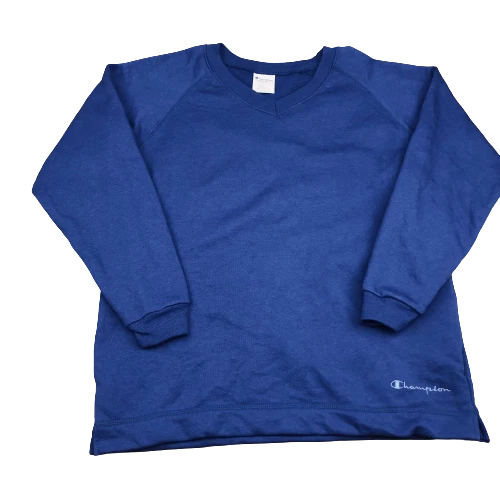 Champion Vintage Fleece V Neck Sweatshirt Made in USA Blue Size