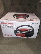 Magnavox Bluetooth CD Boombox Black Red FM Radio EUC