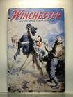 VINTAGE REPRODUCTION- TIN METAL SIGN- MAN CAVE- FIREARM + AMMO- WINCHESTER