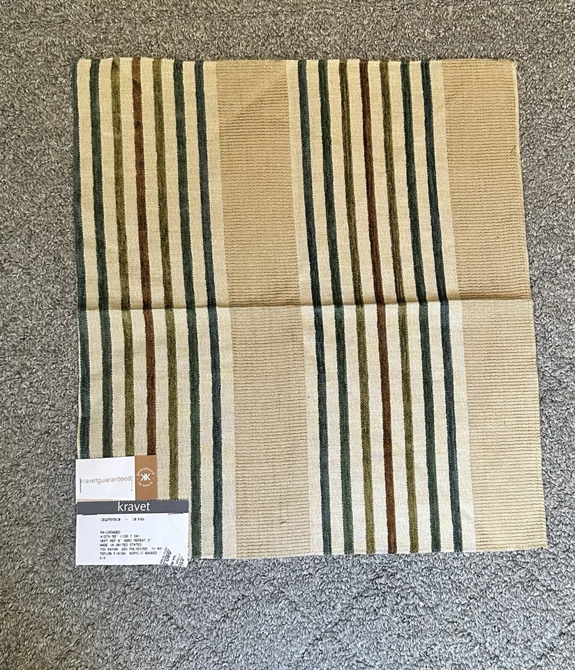 Kravet Fabric Sample 15.75” x 17.50” Striped Chenille Textured 32553-316 Crafts - Image 2 of 4
