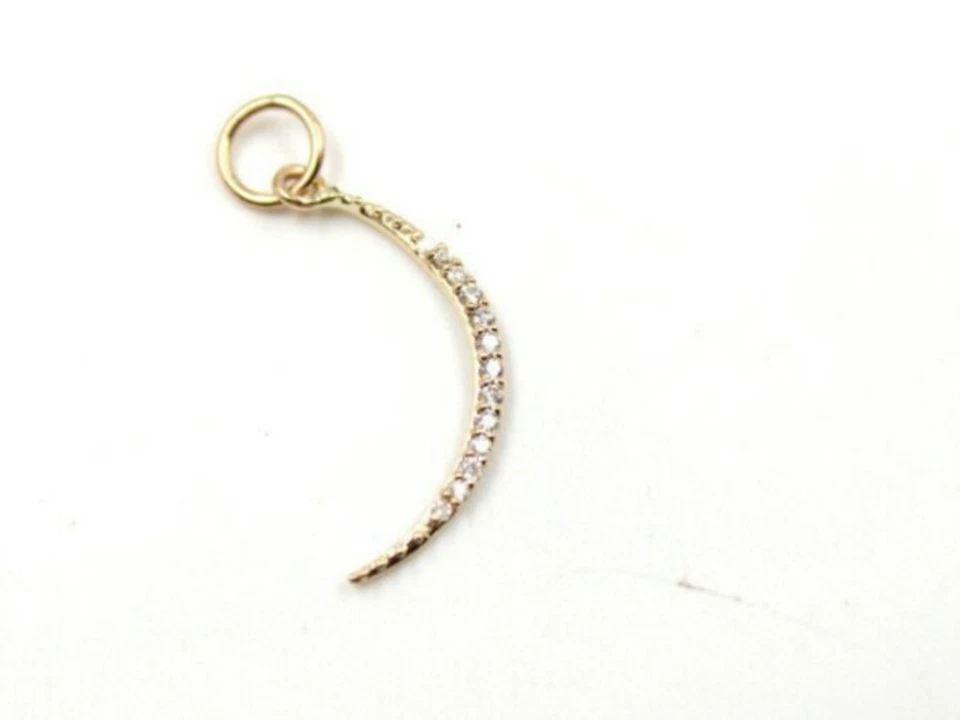 Colgante Luna Diamante Media Luna Oro Sólido 14K Símbolo DE Amor Regalo Navidad. Foto 4 de 4