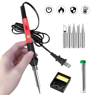 Soldering Kit 60W Soldering Iron 110V Welding Kit with Ceramic Heater Portabl...