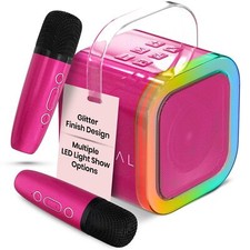 Mini Karaoke Machine with 2 Wireless Microphones for Kids Teen Adults Small P...