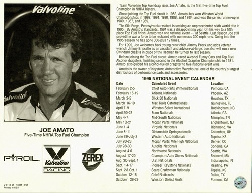 "NHRA Champion" Joe Amato Signed 8X10 Biography On Cardstock - Picture 2 of 2