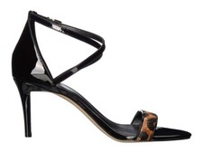 Michael Kors Ava Mid Sandal Sz 7 Printed Haircalf Leather Evening Womens Sandals