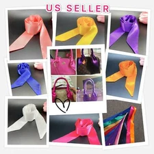 Silk Like Long Thin Narrow Scarves Plain Solid Color Ribbon Handbag Handle Wraps