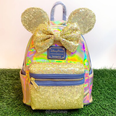 Disney Parks Gold 50th Anniversary Minnie EARidescent Shimmer Loungefly Backpack Walt Disney World 50th Anniversary EARidescent Shimmer  main image 3