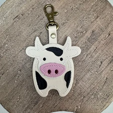Portland Leather Cow Purse Charm FAST SHIP Seymour Farm Keychain NEW