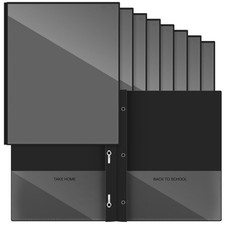 Henoyso 24 Pcs Plastic Folders with Clear Front Pocket and 3 Prong Take Home ...