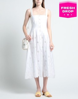 Abito midi Chloe RRP€2450 FR36 US4 UK8 S bianco ricamato scollo quadrato