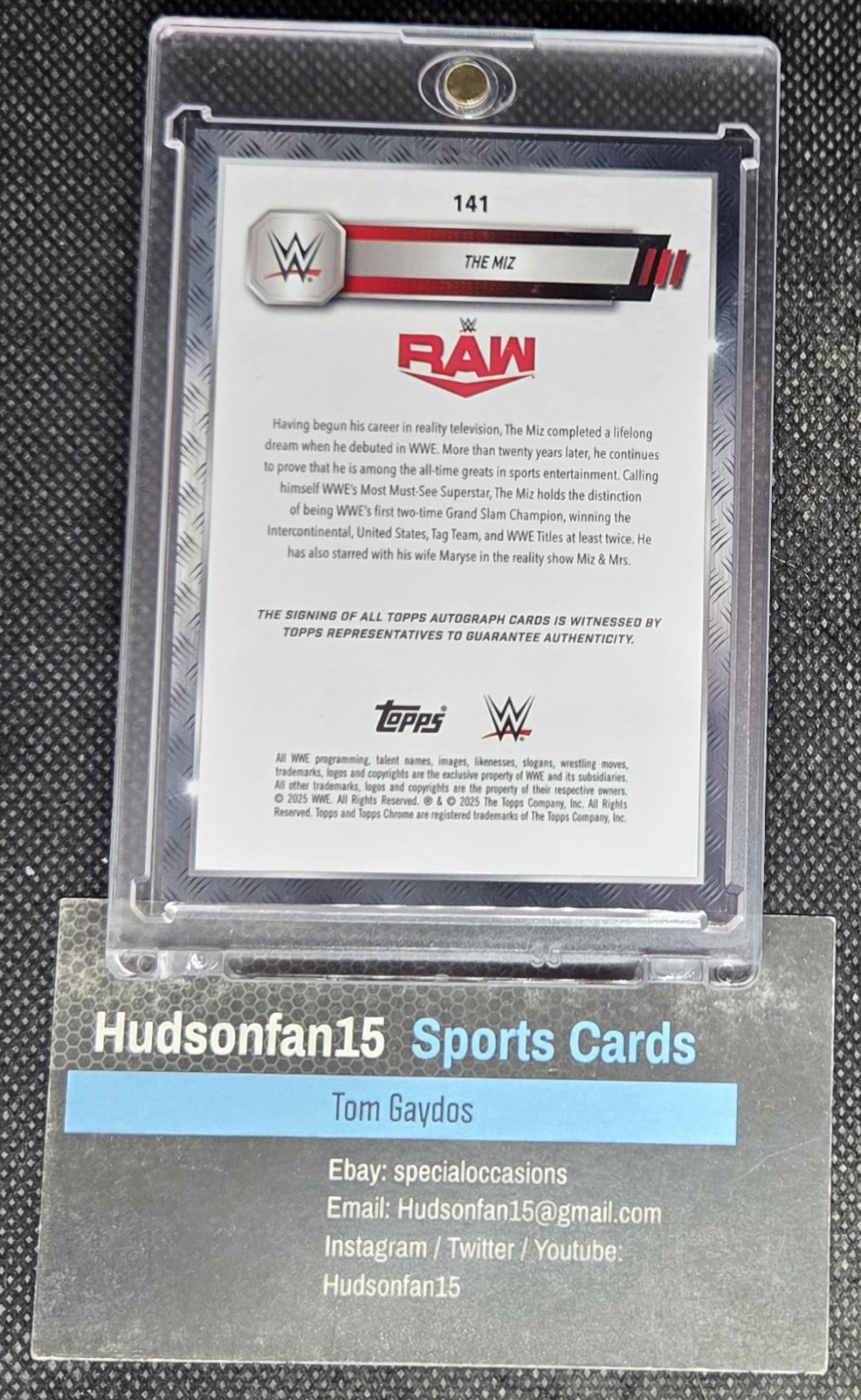 The Miz 2025 Topps Chrome WWE #141 True Orange Refractor Autograph 9/25 view 2