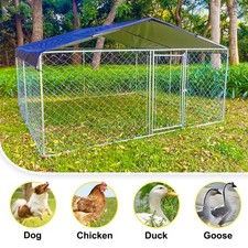 10x10FT Metal Pet Dog Run House Outdoor Kennel Shade Cage Enclosure w/ Cover