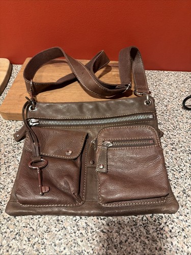 Fossil Brown Leather Crossbody Bag Messenger Shoulder Bag