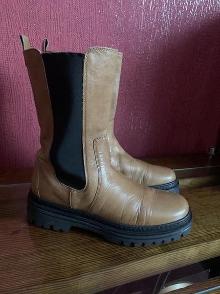 Women Gabor Boots Brown Leather 41.5 #7TG6
