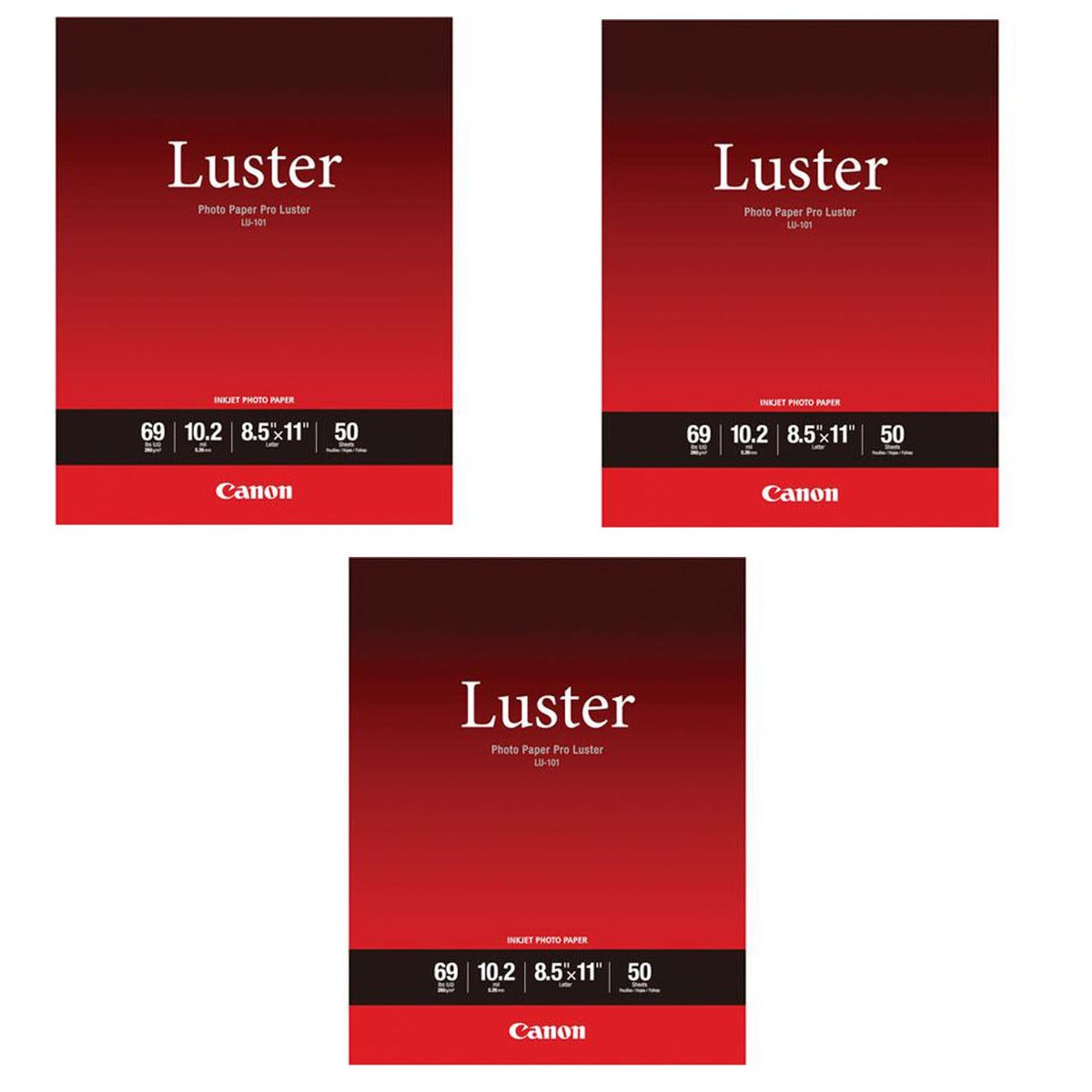 Canon 3 Pack Canon LU-101 Pro Luster Photo Paper 85x11 50 Sheets 255 gsm 17390₽