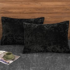 PHF Truly Velvet Pillowcases Standard Size, No 26" x 20" Pack of 2 , Black