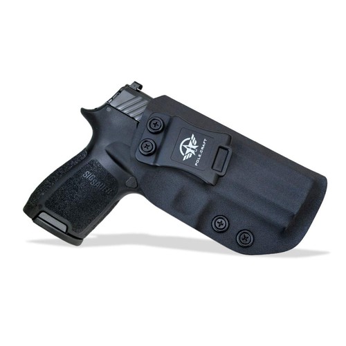 P320 Holster OWB Kydex for Sig Sauer P320 Carry / P320 Full Pistol Case - buiten tailleband dragen / 1.5-2 Inch Riem Clip With Leggings - Adj. houden verkant, Verbrede ingang (Black