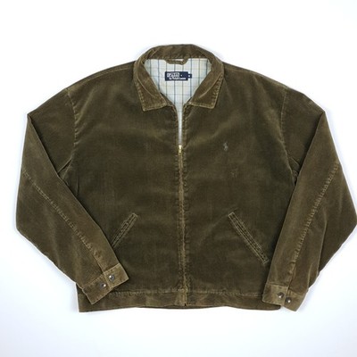 Polo Ralph Lauren Vintage Cord Bomberjacke 2XL Herren Etikett XL Grün Portugal