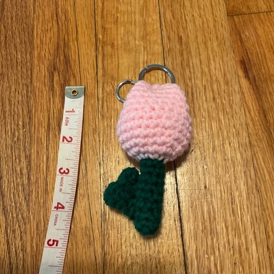 Beautiful pink crochet tulip keyring bag ornament