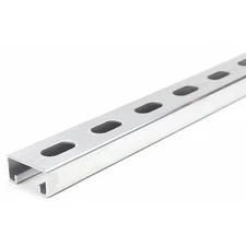 Single Channel Strut, Slotted, Aluminum, Plain, 9/16 In X 1-1/8 In Hole Size,