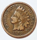Indian Head Penny Lot of "1" VERY NICE 1909 GOOD OR BETTER°$ FREE SHIPPING $#V55