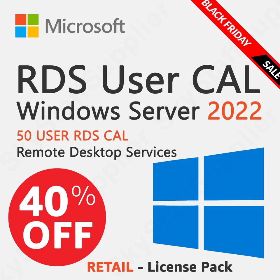 WINDOWS SERVER 2022 RDS [REMOTE DESKTOP SERVICES] 50 USER CAL NEU VERSIEGELT