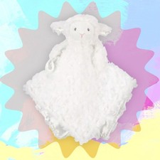 Carters White Lamb Security Blanket Rosette Satin Lovey Pacifier Holder