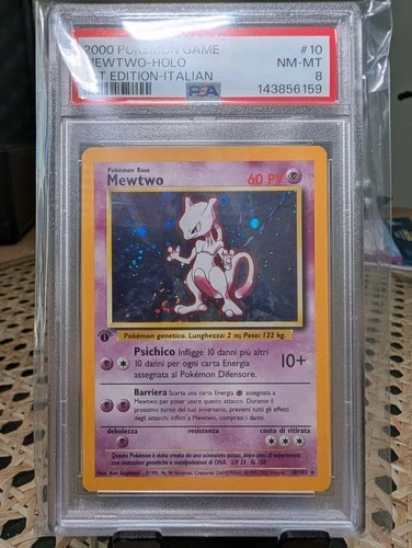 2000 Pokemon Game Italian 1st Edition Mewtwo Holo Insert #10 PSA 8