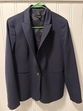 J. Crew 365 Italian Wool Navy Blazer Jacket One Button Women s Size 14