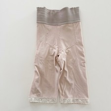 Vintage Nylon-Spandex Crotchless Girdle Lace Trim Long Leg : Beige - M or L 