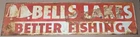 Vintage Tin Tacker Sign Bells Lakes Better Fishing Prosperity Pennsylvania