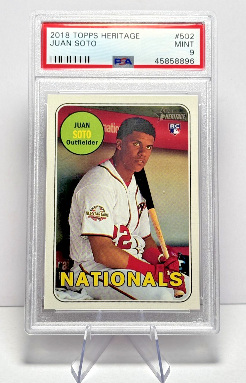 2018 TOPPS HERITAGE #502 JUAN SOTO ROOKIE RC PSA 9